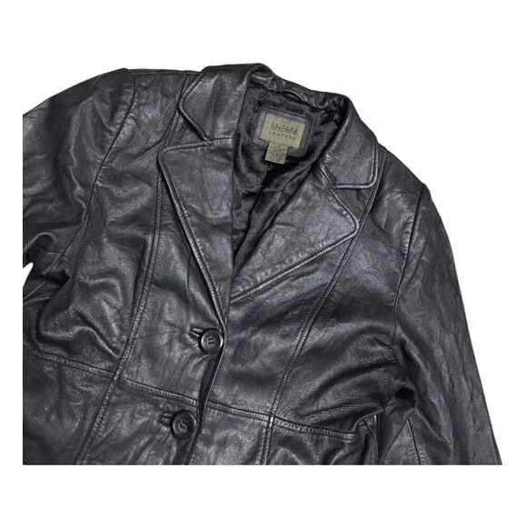 VINTAGE LEATHER John Paul Richard 90s Retro Casual Designer Jacket Womens 10 - Picture 4 of 5